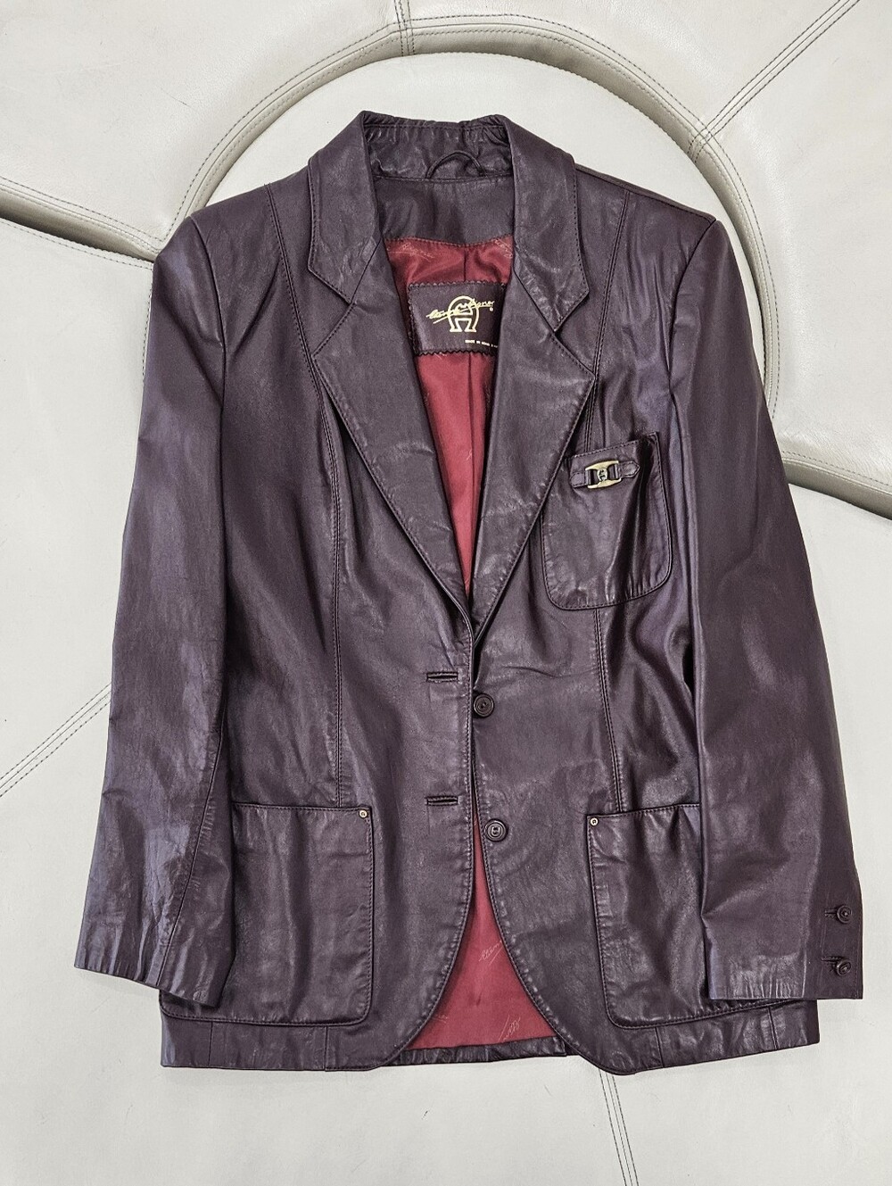 Etienne Aigner Leather Blazer Jacket